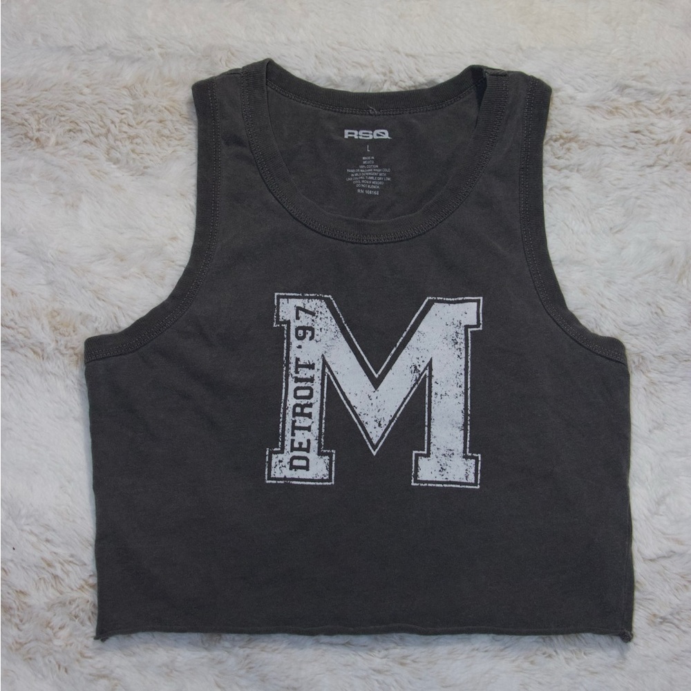 RSQ Grey Tank Top with White Graphic